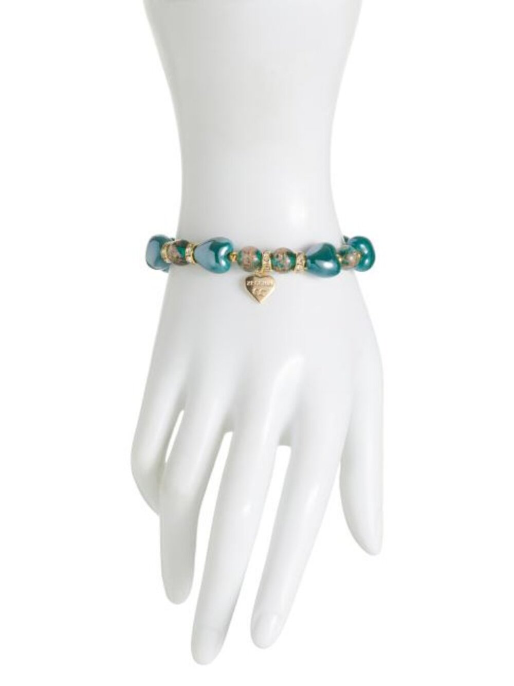 ZECCHIN Made In Italy Murano Glass Heart Stretch Bracelet - Picture 2 of 4